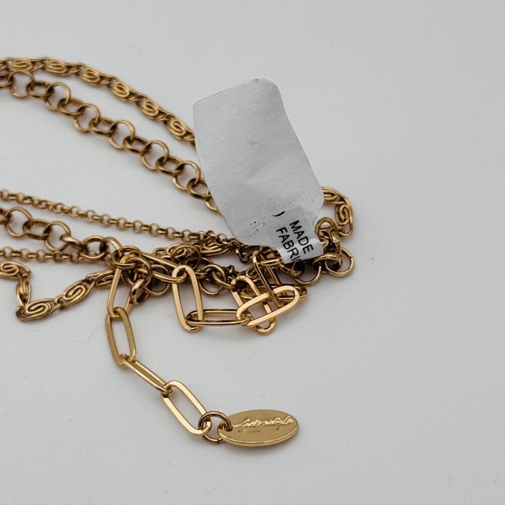 Free People Layer Necklace Heart Cross Charm Cluster Boho Multi Strand Boho NEW - Picture 6 of 10